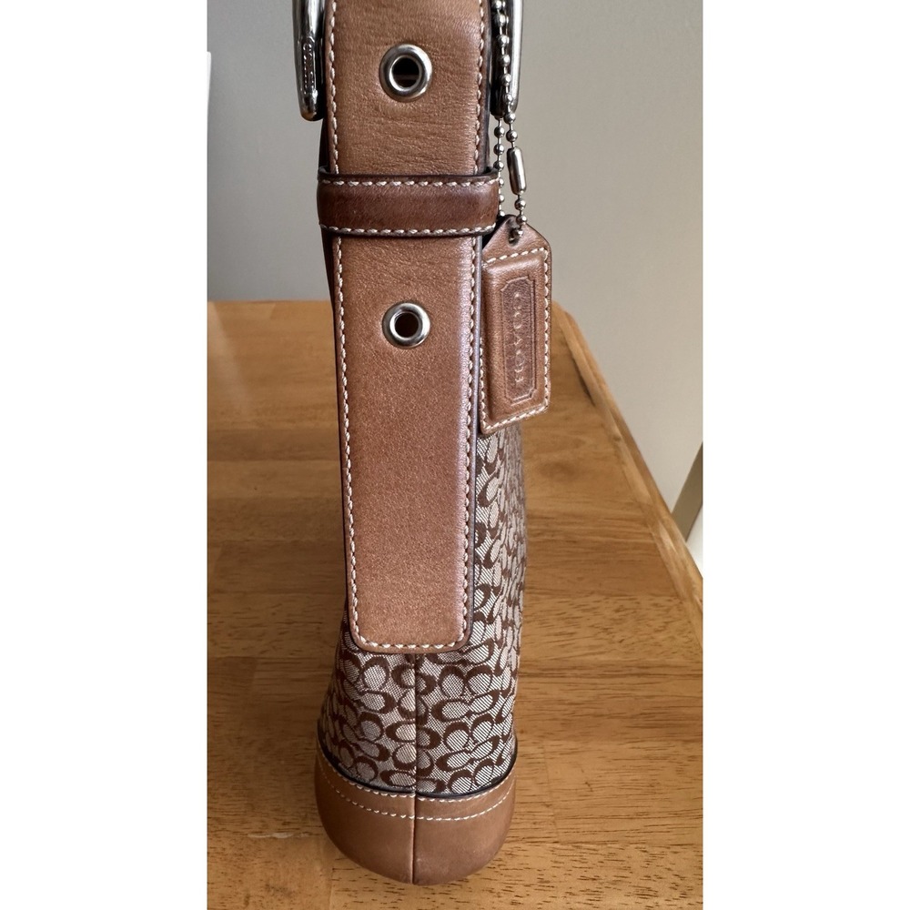 Y2K Coach Soho Signature Jacquard Flap Crossbody Bag Brown Canvas Leather READ - Picture 4 of 16